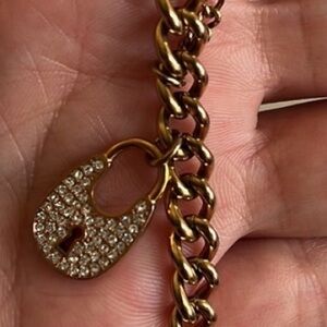 Michael Kors Gold Bracelet with Crystal Lock Charm